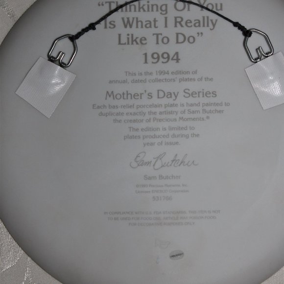 Precious Moments Mother's Day Plate | Vintage 1994 Plate | Thinking Of You - Picture 6 of 7